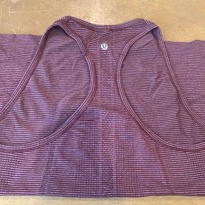 Maroon striped lululemon sweat wicking top